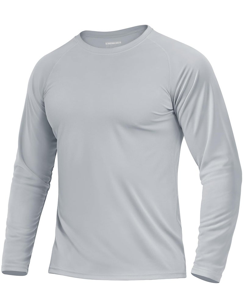 Boladeci Rash Guard for Men Long Sleeve Tee Shirts SPF 50 Sun UV Protection Clothing Lightweight Breathable Quick Dry Running Swimming Athletic (Gray) - Image 1